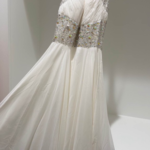 Sherri Hill White and Silver Prom Dress - Picture 2 of 4